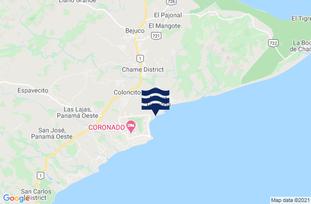 Mapa de mareas Nueva Gorgona, Panama