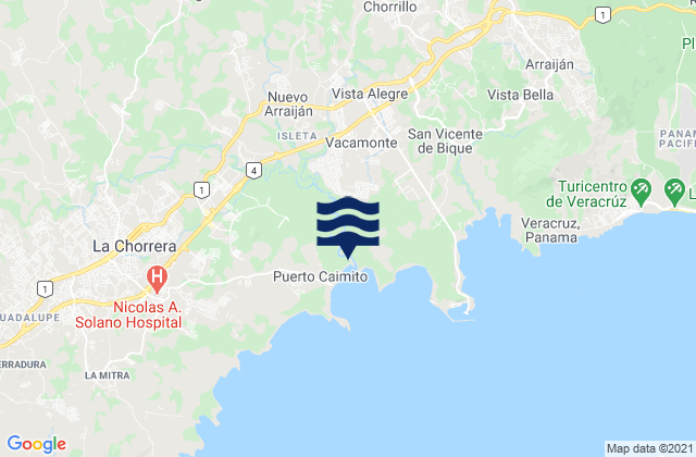 Mapa de mareas Nuevo Arraiján, Panama