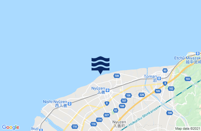 Mapa de mareas Nyūzen, Japan