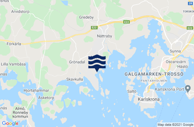Mapa de mareas Nättraby, Sweden
