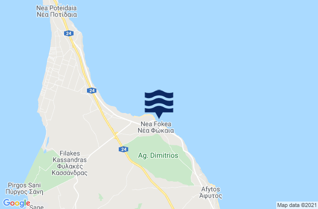Mapa de mareas Néa Fókaia, Greece