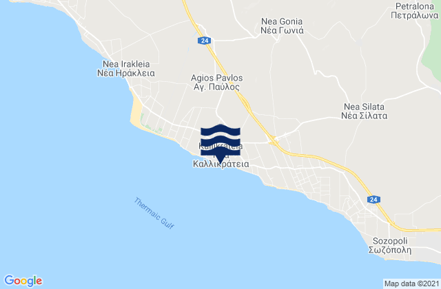 Mapa de mareas Néa Kallikráteia, Greece