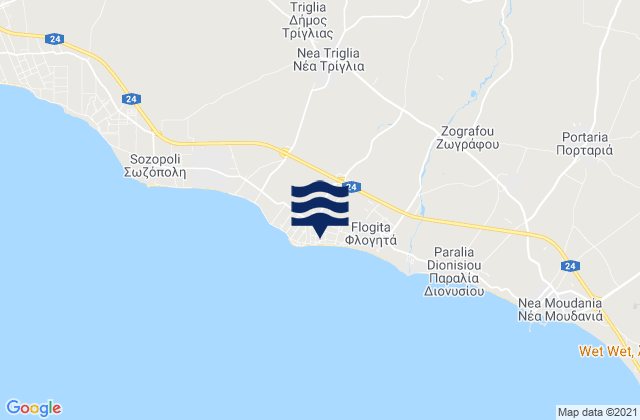 Mapa de mareas Néa Plágia, Greece