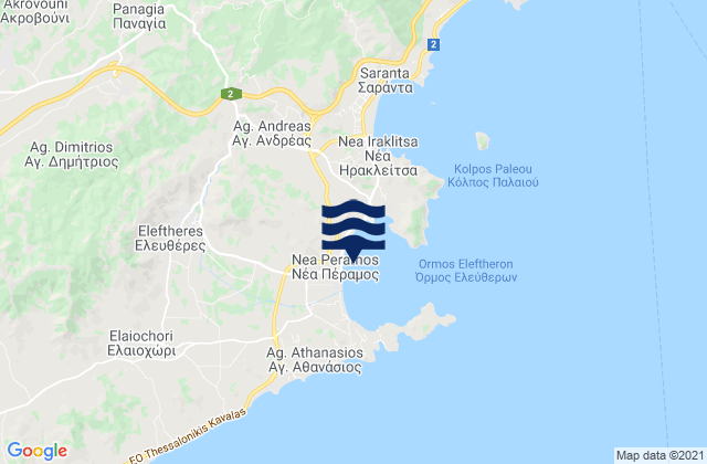 Mapa de mareas Néa Péramos, Greece