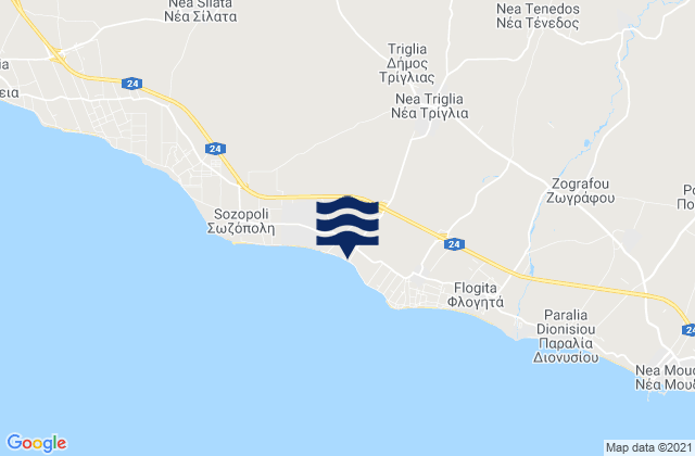 Mapa de mareas Néa Tríglia, Greece