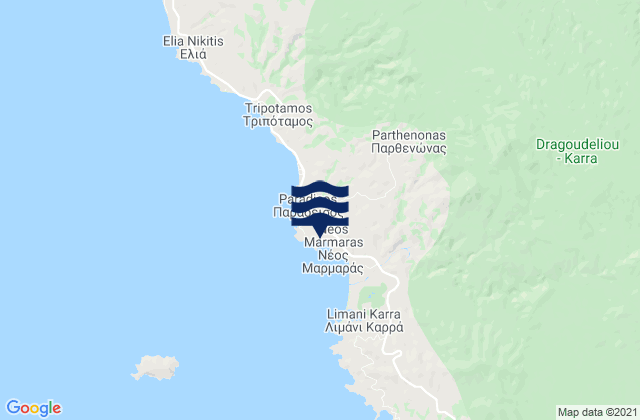 Mapa de mareas Néos Marmarás, Greece