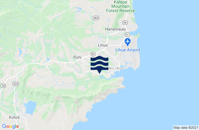 Mapa de mareas Nāwiliwili, United States