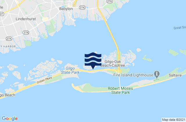 Mapa de mareas Oak Beach, United States