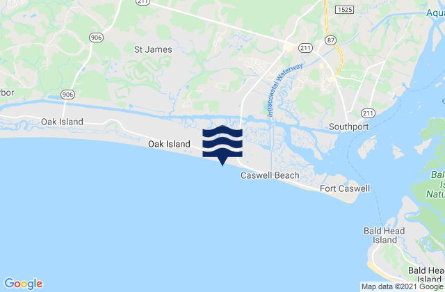 Mapa de mareas Oak Island (Atlantic Ocean), United States