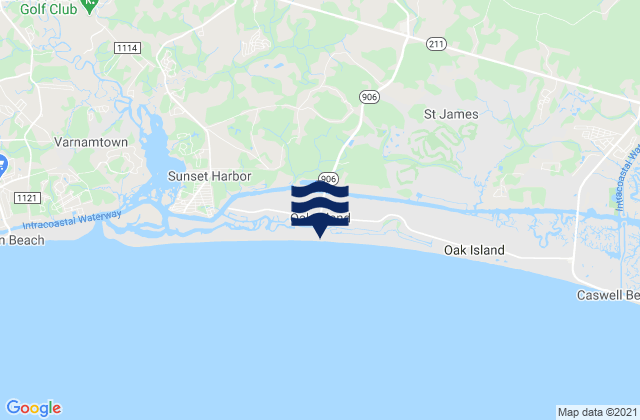 Mapa de mareas Oak Island, United States