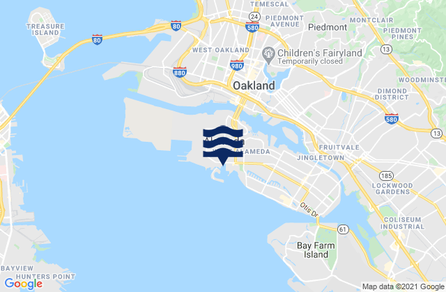 Mapa de mareas Oakland, United States