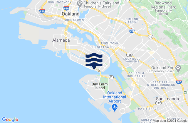 Mapa de mareas Oakland Harbor (Park Street Bridge), United States