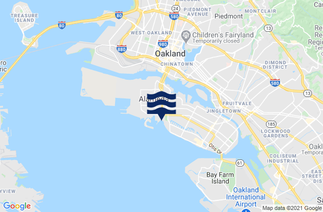 Mapa de mareas Oakland Harbor WebStreeter Street, United States
