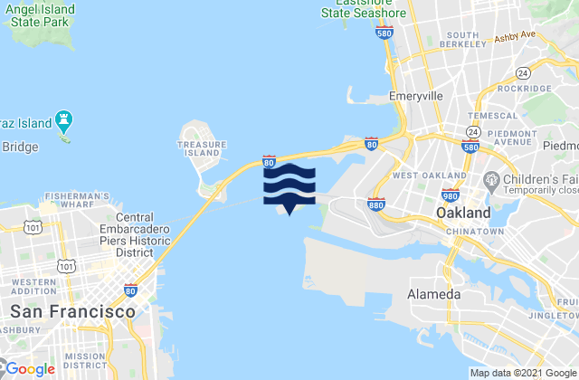 Mapa de mareas Oakland Middle Harbor, United States