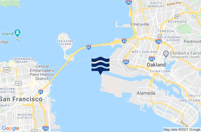 Mapa de mareas Oakland Pier, United States