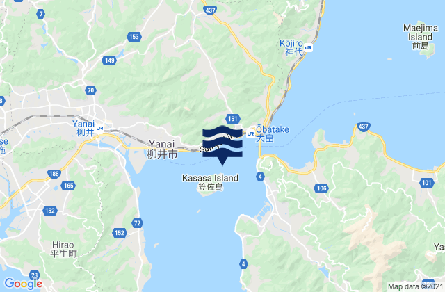 Mapa de mareas Obatake Seto, Japan