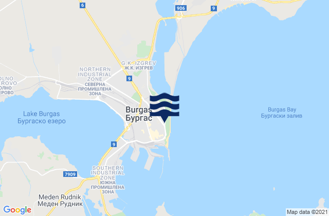 Mapa de mareas Obshtina Burgas, Bulgaria