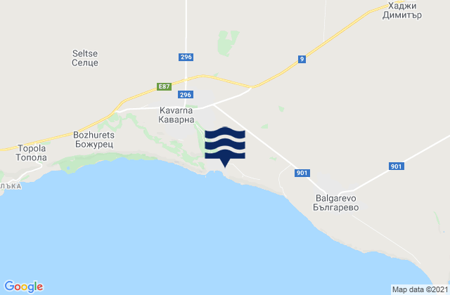 Mapa de mareas Obshtina Kavarna, Bulgaria