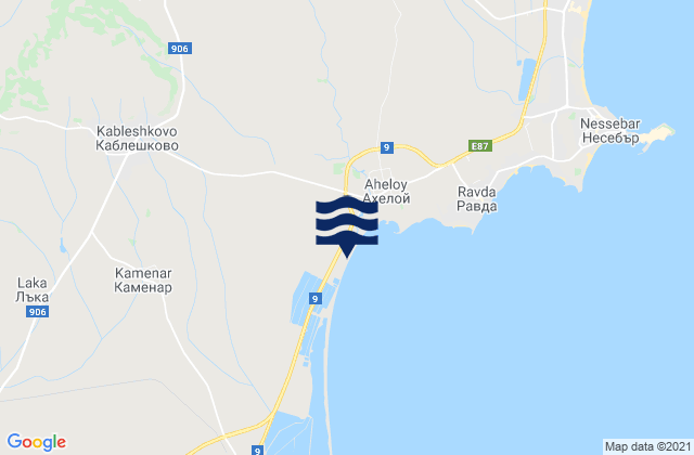 Mapa de mareas Obshtina Pomorie, Bulgaria