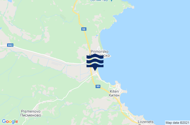 Mapa de mareas Obshtina Primorsko, Bulgaria