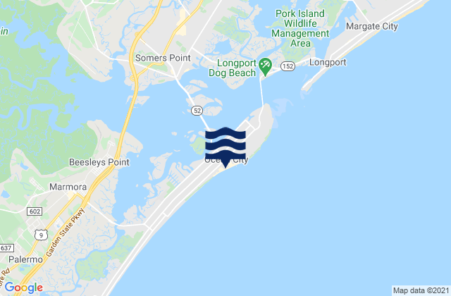 Mapa de mareas Ocean City, United States
