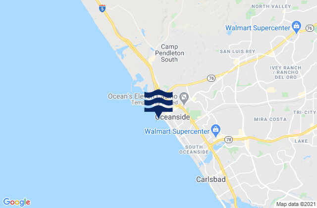 Mapa de mareas Oceanside City Beach, United States