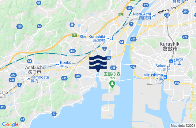 Mapa de mareas Oda-gun, Japan