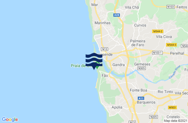 Mapa de mareas Ofir, Portugal