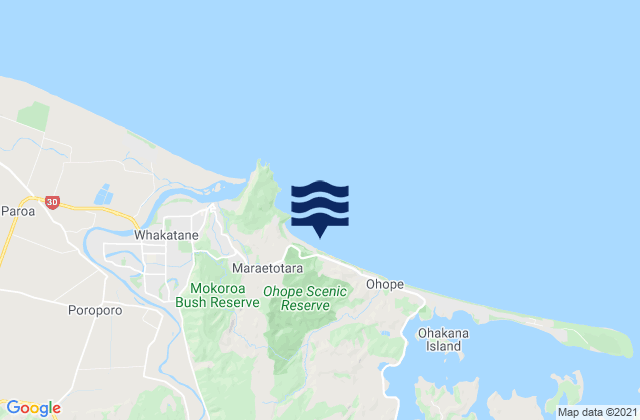 Mapa de mareas Ohope Beach, New Zealand