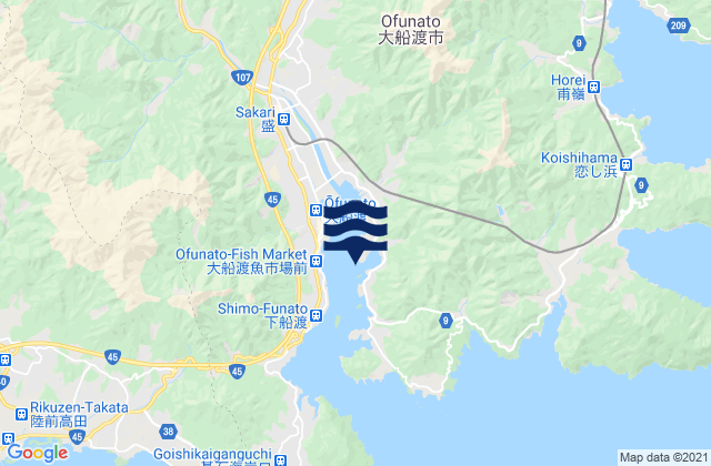 Mapa de mareas Ohunato, Japan