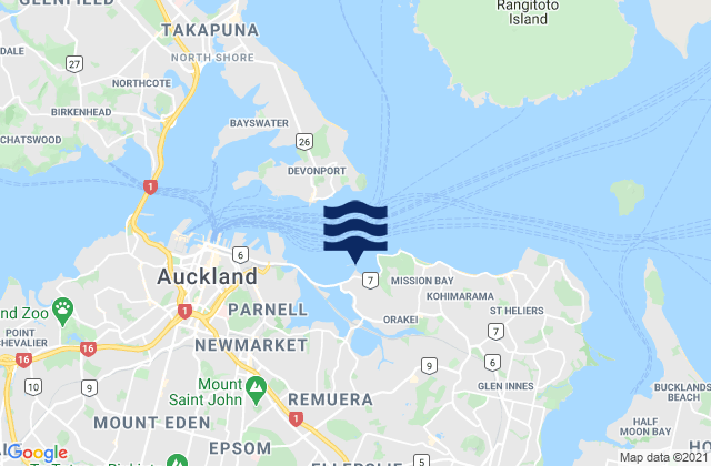 Mapa de mareas Okahu Bay, New Zealand