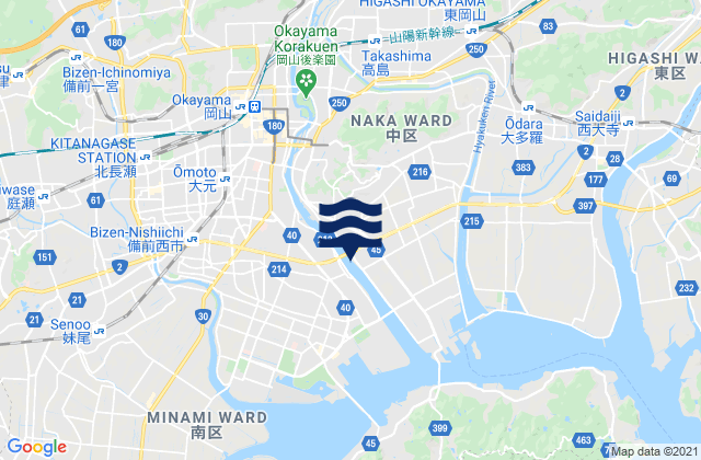 Mapa de mareas Okayama-ken, Japan