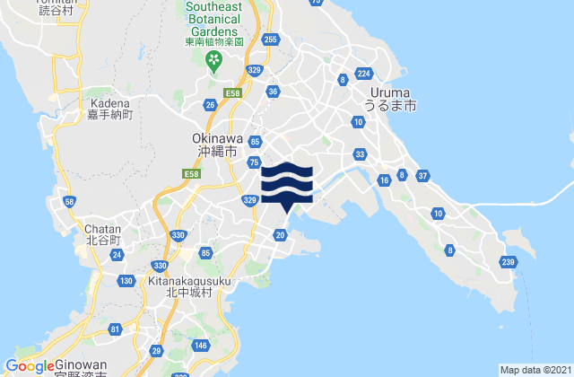 Mapa de mareas Okinawa Shi, Japan