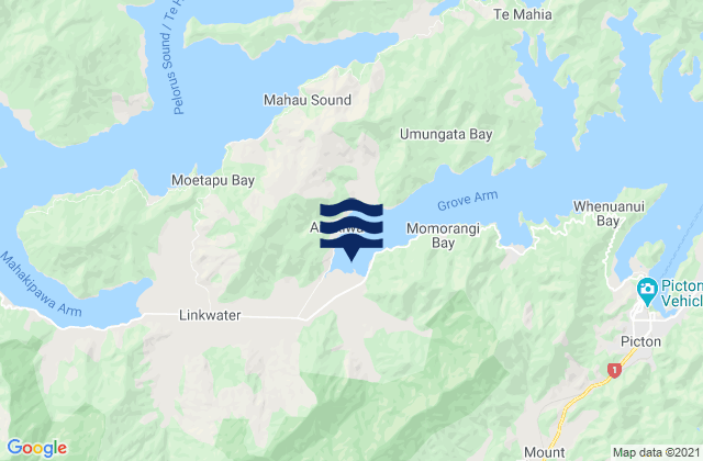 Mapa de mareas Okiwa Bay, New Zealand