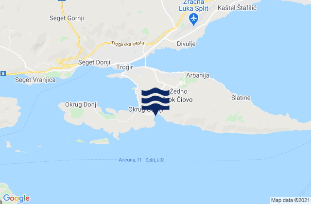 Mapa de mareas Okrug, Croatia