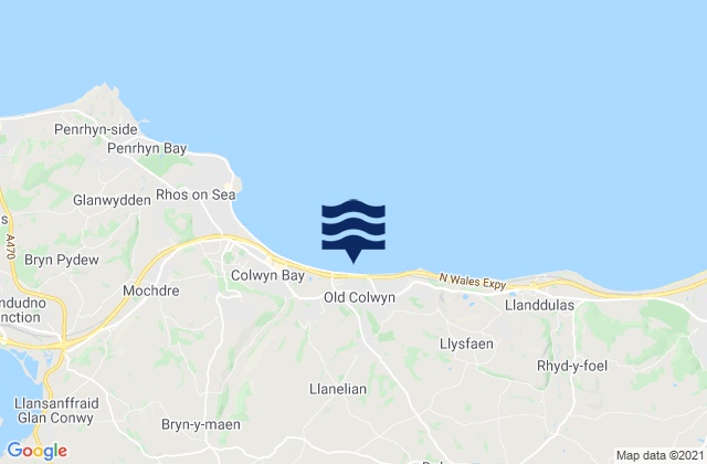 Mapa de mareas Old Colwyn Beach, United Kingdom