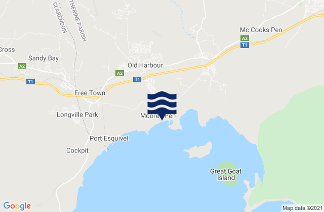 Mapa de mareas Old Harbour Bay, Jamaica