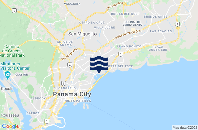 Mapa de mareas Old Panama, Panama