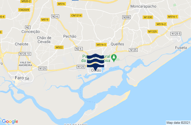 Mapa de mareas Olhão, Portugal