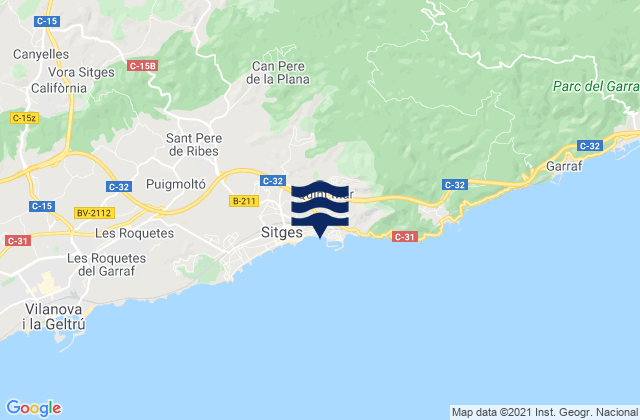 Mapa de mareas Olivella, Spain