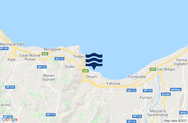 Mapa de mareas Oliveri, Italy