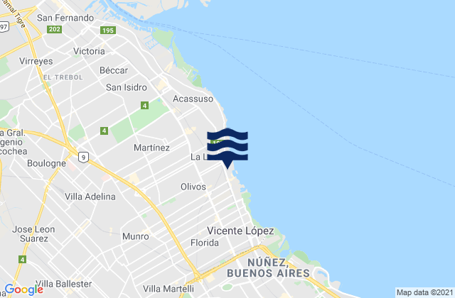 Mapa de mareas Olivos, Argentina