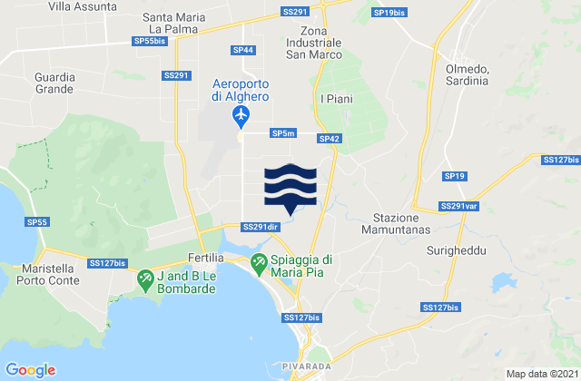 Mapa de mareas Olmedo, Italy