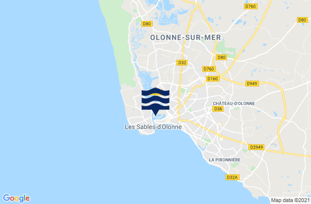 Mapa de mareas Olonne-sur-Mer, France