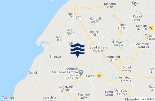 Mapa de mareas Olpād, India