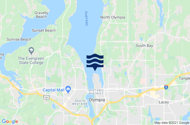 Mapa de mareas Olympia Budd Inlet, United States
