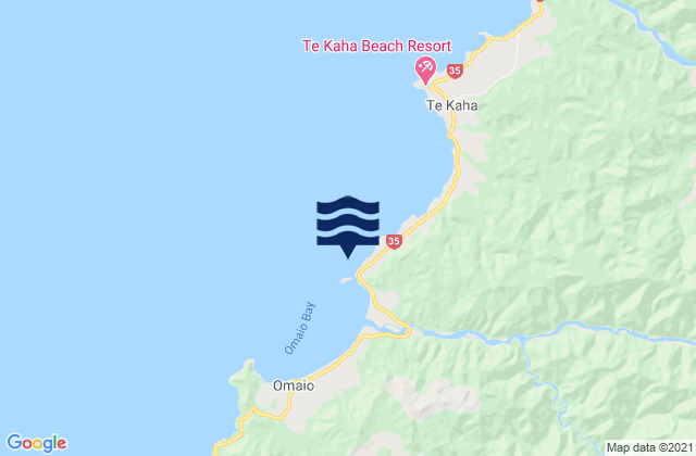 Mapa de mareas Omaio Bay - Motunui Island, New Zealand