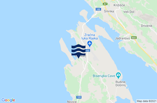 Mapa de mareas Omišalj, Croatia