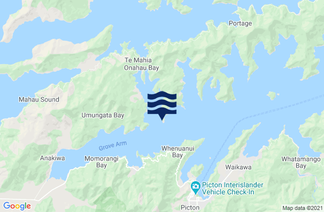 Mapa de mareas Onahau Bay, New Zealand