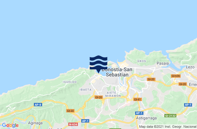 Mapa de mareas Ondarreta, Spain